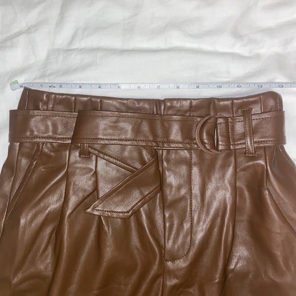 Lulu’s • Take a Ride Brown Vegan Leather Paperbag Waist Shorts - Picture 6 of 10